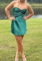 Tight Strapless Satin Ruched Cut Out Homecoming Dresses