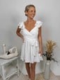 A-line V-neck Ruffle Homecoming Dresses