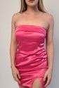 Strapless Satin Bodycon Homecoming Dresses With Split
