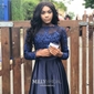 Ball Gown Illusion Lace Satin Long Sleeves Two Piece Prom Dresses