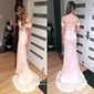 Mermaid Off-the-shoulder Lace Prom Dresses With Appliques