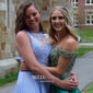 A-line Illusion Chiffon Tulle Cut Out Prom Dresses With Appliques