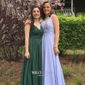 A-line Illusion Chiffon Tulle Cut Out Prom Dresses With Appliques