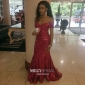 Sheath/Column Sweep Train Off-the-shoulder Sequined Tiered Prom Dresses