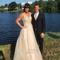 Ball Gown V-neck Floor-length Tulle Prom Dresses With Appliques