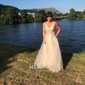Ball Gown V-neck Floor-length Tulle Prom Dresses With Appliques