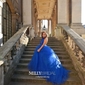 Ball Gown/Princess Sweep Train High Neck Tulle Ruffles Prom Dresses