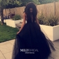 Black Ball Gown High Neck Tulle Backless Cut Out Prom Dresses