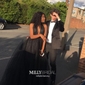 Black Ball Gown High Neck Tulle Backless Cut Out Prom Dresses
