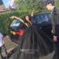 Black Ball Gown High Neck Tulle Backless Cut Out Prom Dresses