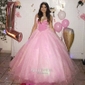 Ball Gown V-neck Velvet Tulle Ruffle Prom Dresses