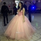 Ball Gown/Princess Sweep Train V-neck Organza Velvet Prom Dresses