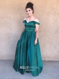 Ball Gown Off-the-shoulder Satin Prom Dresses With Beading
