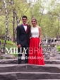 Ball Gown Square Neck Satin Two Piece Prom Dresses With Appliques