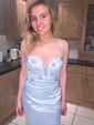 Mermaid Strapless Satin Prom Dresses With Beading