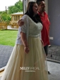 Ball Gown Illusion Lace Tulle Modest Prom Dresses