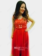 A-line Illusion Floor-length Chiffon Prom Dresses With Appliques