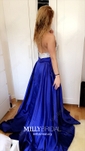 Ball Gown/Princess Floor-length Halter Satin Beading Prom Dresses