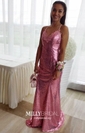 Mermaid V-neck Sparkly Sequin Prom Dresses With Appliques