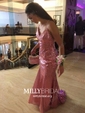 Mermaid V-neck Sparkly Sequin Prom Dresses With Appliques