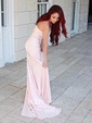 Trumpet/Mermaid Sweep Train Sweetheart Jersey Prom Dresses