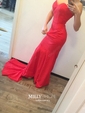 Trumpet/Mermaid Sweep Train Sweetheart Jersey Prom Dresses