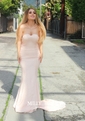 Trumpet/Mermaid Sweep Train Sweetheart Jersey Prom Dresses