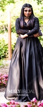 Ball Gown Off-the-shoulder Satin Modest Prom Dresses With Beading