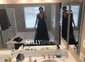 Black A-line V-neck Floor-length Tulle Prom Dresses With Split