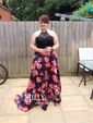 Ball Gown Halter Satin Floral Prom Dresses With Beading