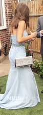 Mermaid Strapless Stretch Crepe Prom Dresses With Appliques