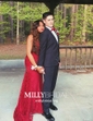 Burgundy Mermaid V-neck Lace Backless Prom Dresses