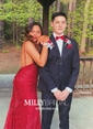 Burgundy Mermaid V-neck Lace Backless Prom Dresses
