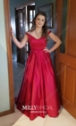 Ball Gown Off-the-shoulder Satin Floor-length Sashes / Ribbons Prom Dresses