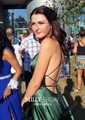 A-line Scoop Neck Satin Prom Dresses With Ruched