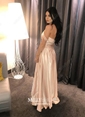 Ball Gown Off-the-shoulder Satin Prom Dresses With Beading