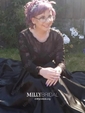 Ball Gown Illusion Lace Satin Long Sleeves Two Piece Prom Dresses