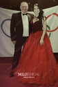 Ball Gown V-neck Velvet Tulle Ruffle Prom Dresses