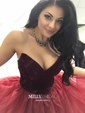 Ball Gown V-neck Velvet Tulle Ruffle Prom Dresses