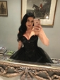 Black Ball Gown Strapless Tulle Prom Dresses With Beading