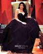 Black Ball Gown Strapless Tulle Prom Dresses With Beading