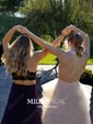 Ball Gown High Neck Organza Tulle Short/Mini Beading Prom Dresses