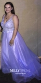 Ball Gown/Princess Floor-length V-neck Tulle Appliques Lace Prom Dresses