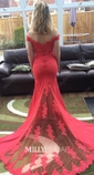 Mermaid Stretch Crepe Off-the-shoulder Prom Dresses With Appliques