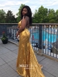 Mermaid V-neck Sparkly Sequin Prom Dresses