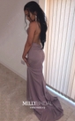 Sheath/Column V-neck Jersey Backless Prom Dresses With Ruched