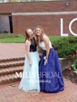 Ball Gown Square Neck Satin Two Piece Prom Dresses With Appliques
