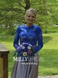Ball Gown Illusion Satin Two Piece Prom Dresses With Appliques