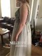 Ball Gown V-neck Floor-length Tulle Prom Dresses With Appliques