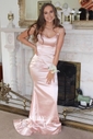 Trumpet/Mermaid V-neck Silk-like Satin Floor-length Prom Dresses